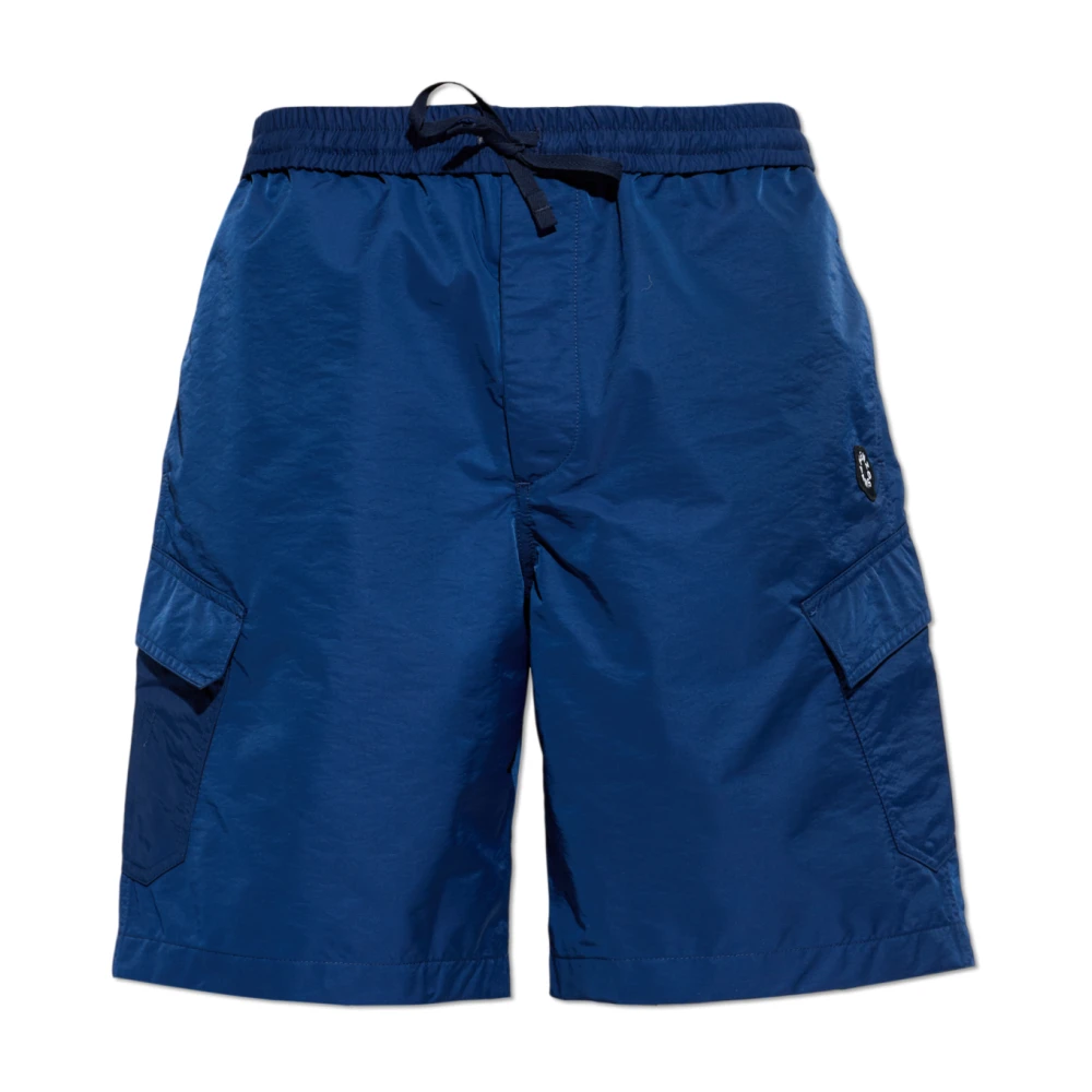 Kenzo Blå Logo-Patch Cargo Shorts