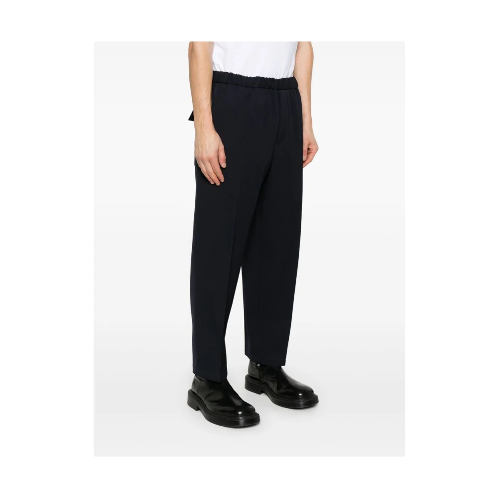 Jil Sander Navy Blue Elastische Taille Broek Blue Heren