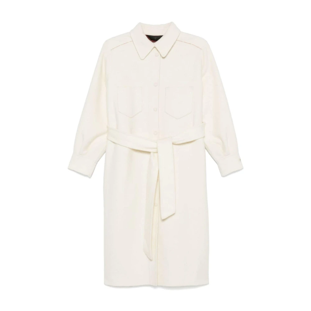 Paltò Witte Wol Midi Jas White Dames