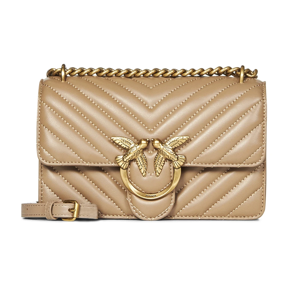 Pinko Women's Beige Chic Chevron-Quilted Shoulder Bag