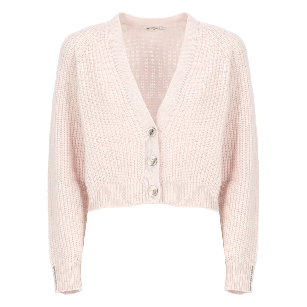 Peserico Rosa Kashmir Cardigan V-ringad Tröja Pink, Dam