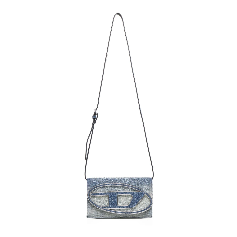 Diesel Rhinestone Gradient Blue Denim Portemonnee Tas Blue Dames