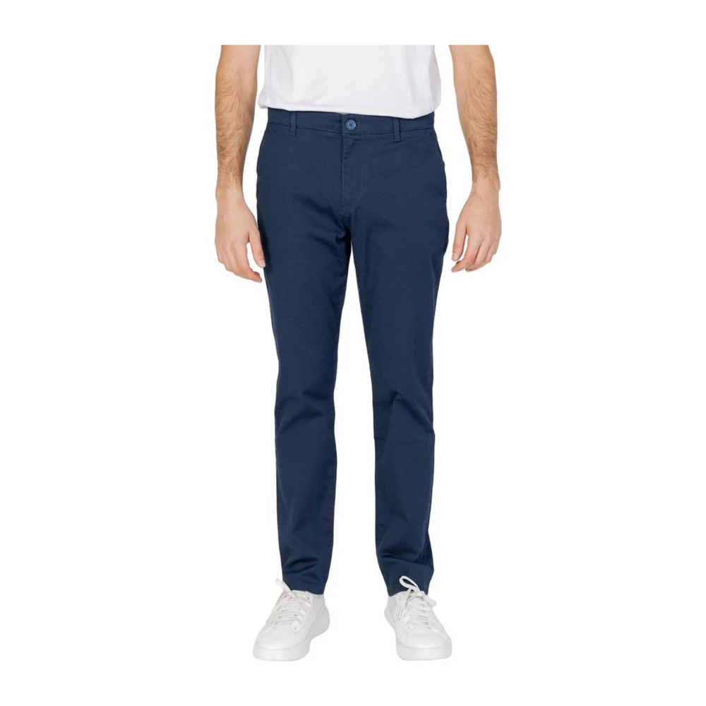 Armani Exchange Uomo Blu Chinos In Cotone Ed Elastan