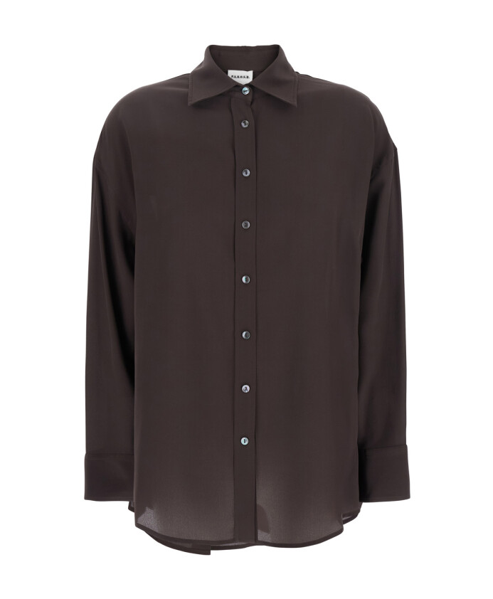 chemise-marron-en-soie-avec-col-pointu