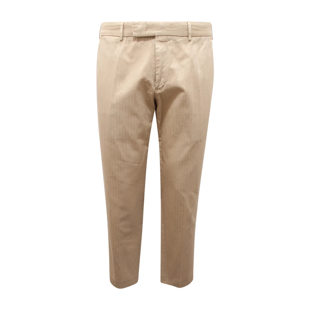 Pt01 Mannelijk Beige Broeken Heren, L, Katoen, Rebel Fit Katoen/Linnen Broek