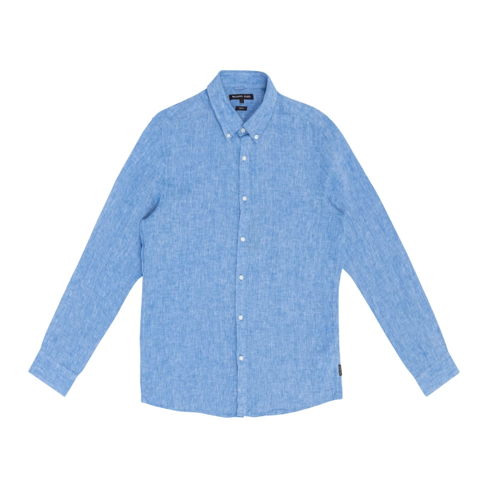 Michael Kors Effen Logo Zak Knoopshirt Blue Heren
