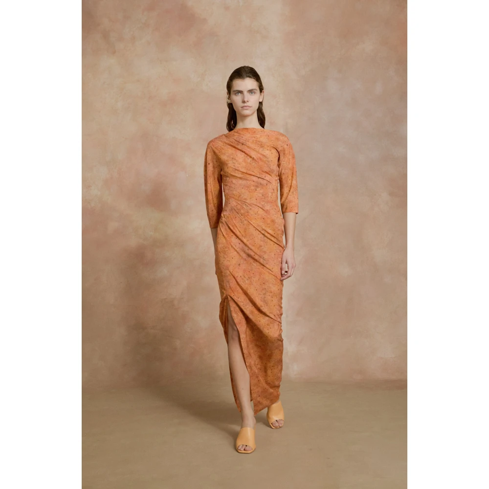 Cortana Anja zijden jurk sora print Orange Dames