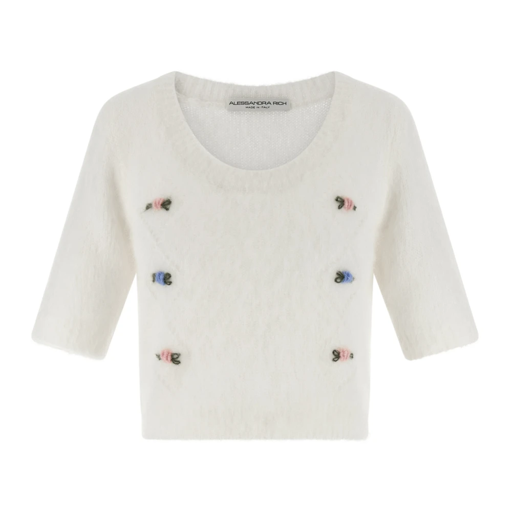 Alessandra Rich Women's White Carded Mohair Cardigan