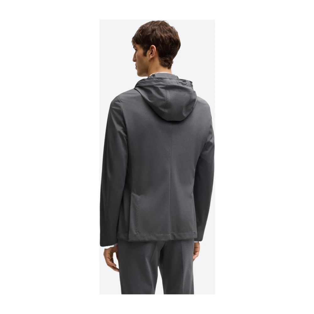 Hugo Boss Stretch Technische Stof Hoodie Jas Gray Heren