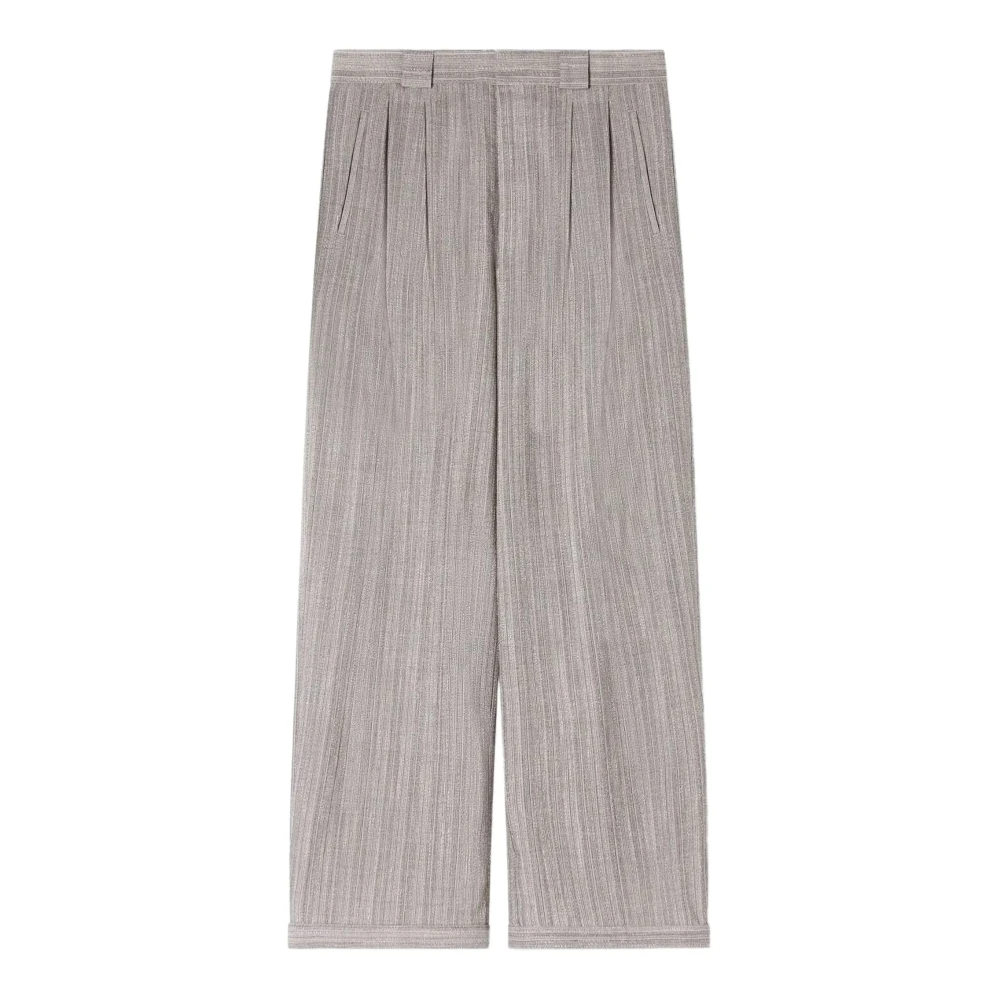 Emporio Armani Men's Beige Pleated Trousers - Wide Trousers - M - Trousers