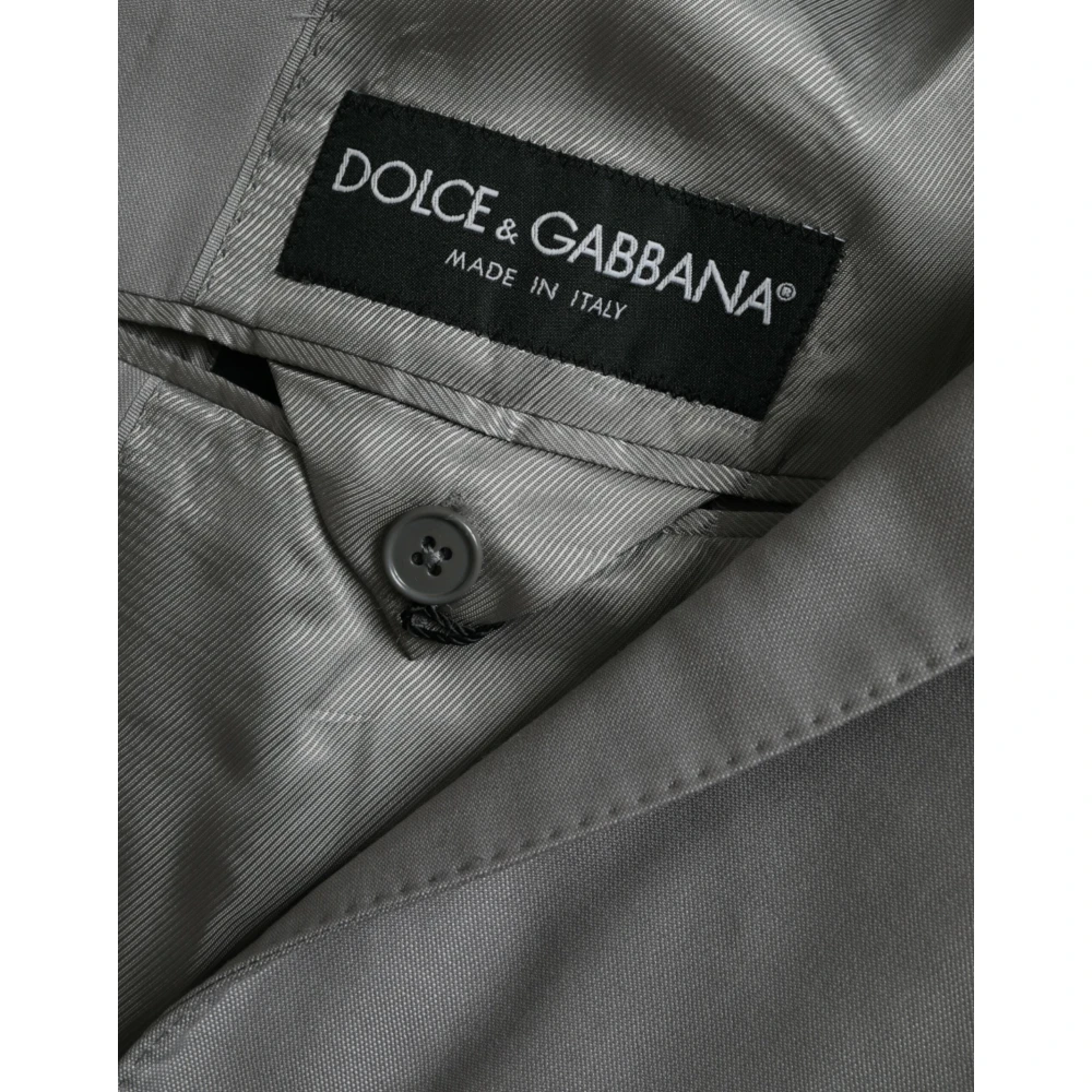 Dolce & Gabbana Grijze Wol Peak Blazer Jas Gray Heren