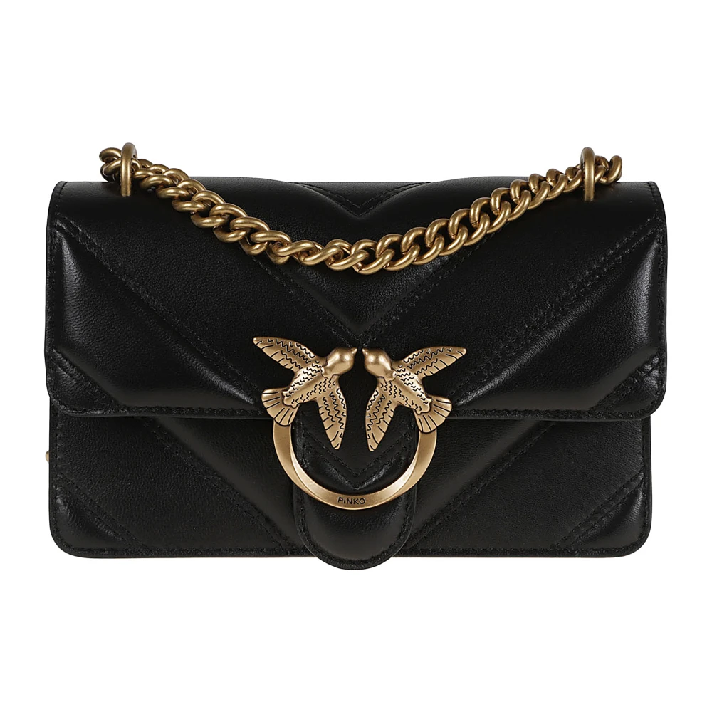pinko Zwarte Crossbody Tas met Chevron Design Black Dames
