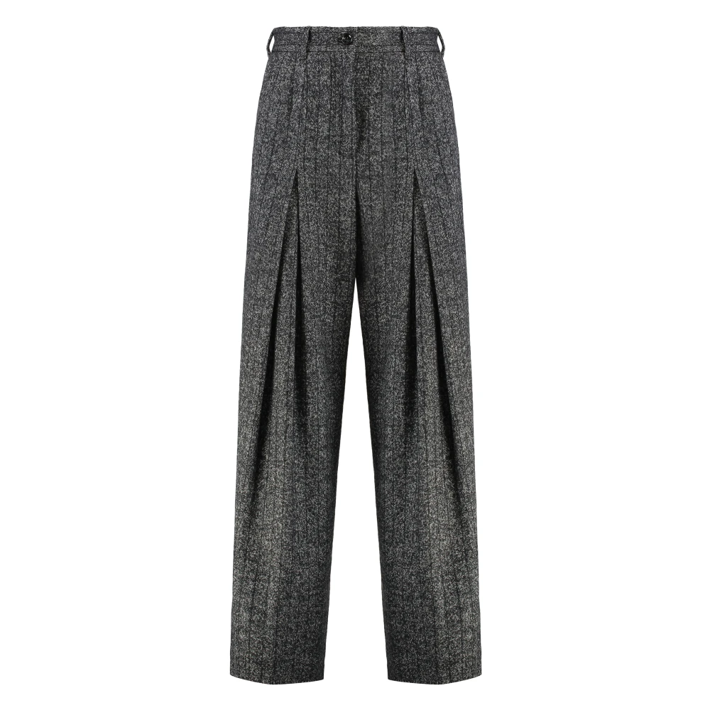 Dolce & Gabbana Women's Gray Wool Wide-Leg Trousers