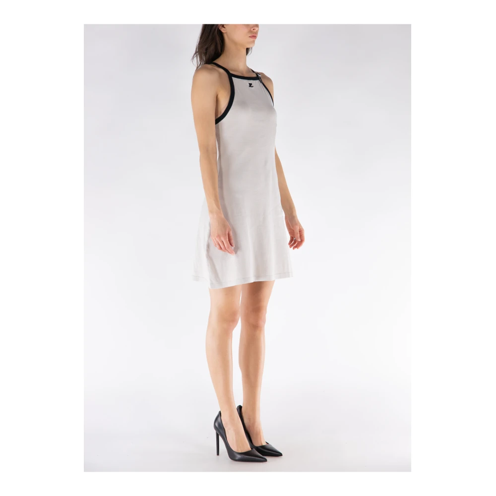 Courrèges Contrast Gesp Jurk White Dames