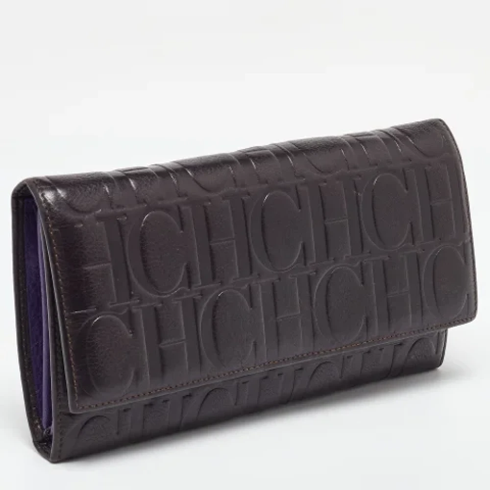 Carolina Herrera Pre-owned Leather clutches Brown Dames