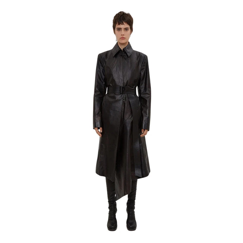 Oliver Theyskens Belted Coats, Female, S, Tailored Leather Coat Black