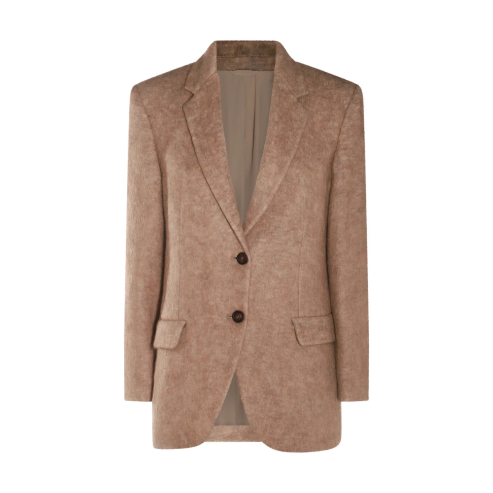 BRUNELLO CUCINELLI Bruine Wollen Blazer Jas Brown Dames