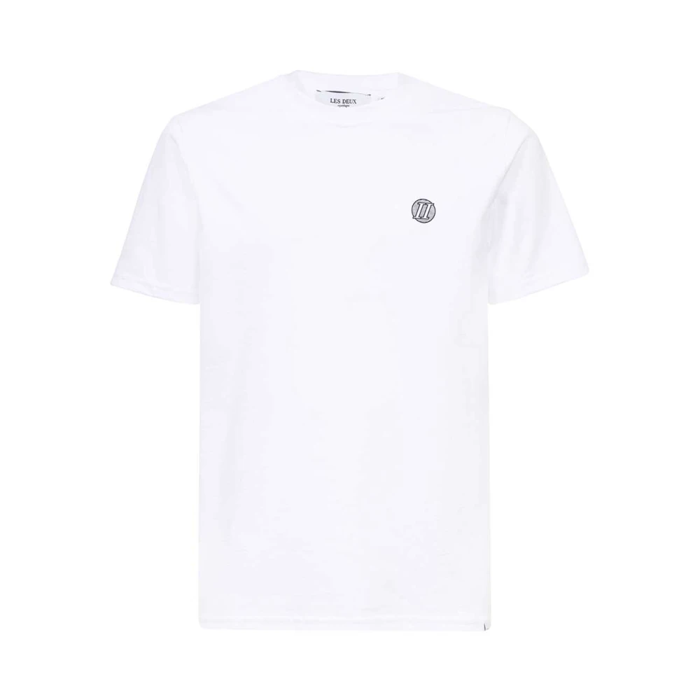 Les Deux Geribbelde Crew-neck T-shirt met Print White Heren