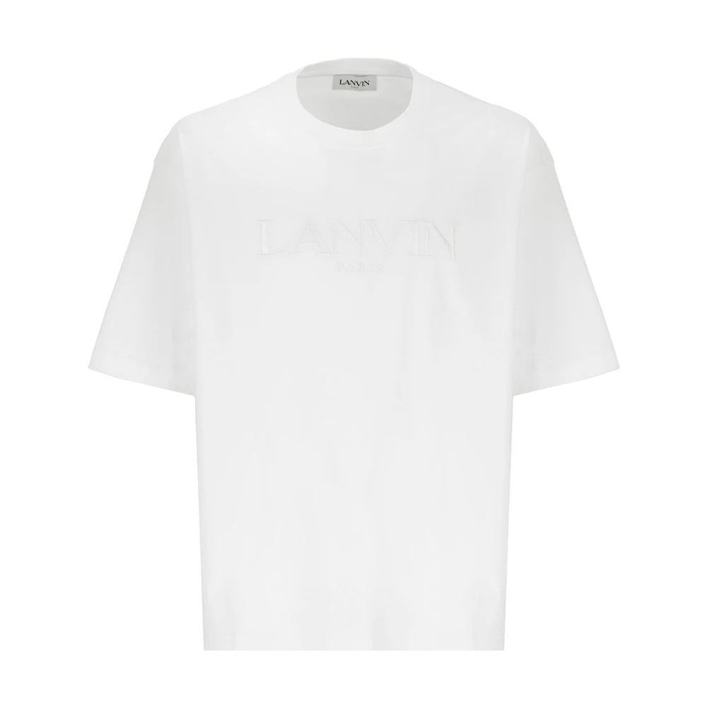 Lanvin Witte Katoenen T-shirt met Geborduurd Logo White Heren