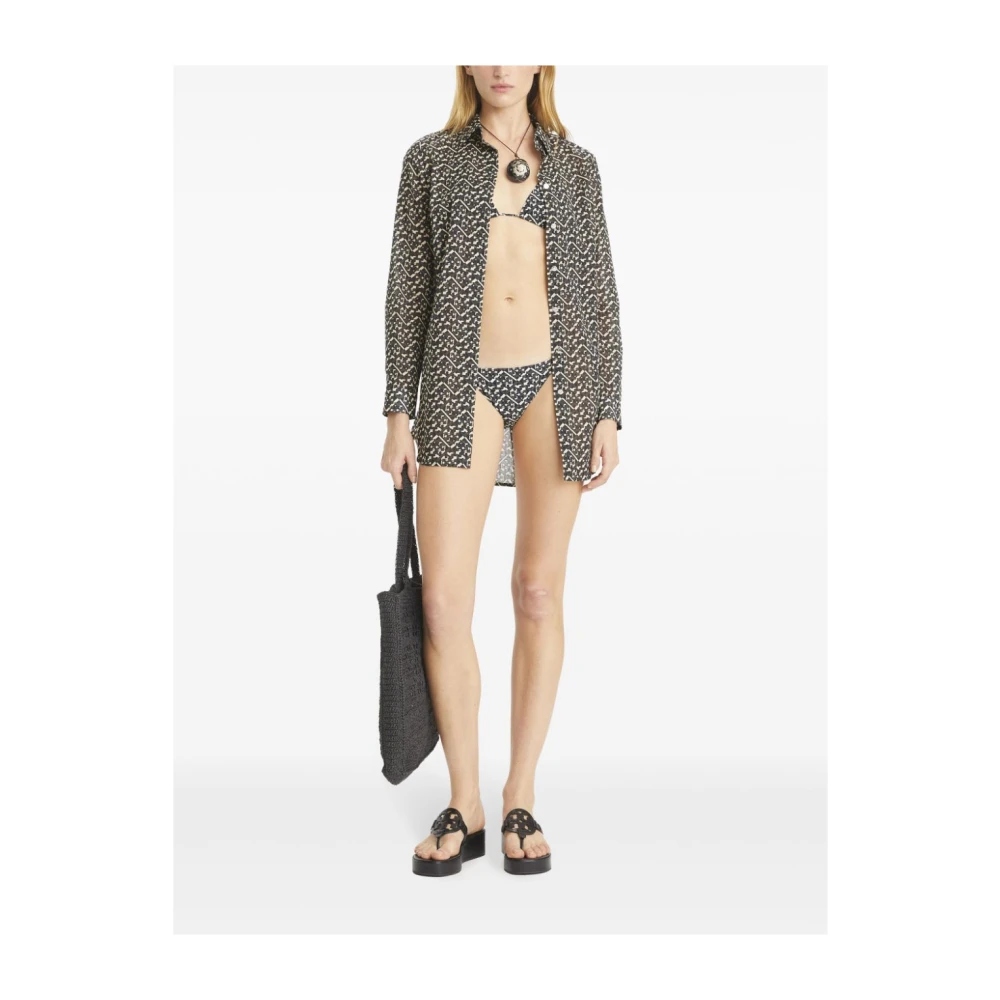 TORY BURCH Grafische Print Knoopjurk Black Dames