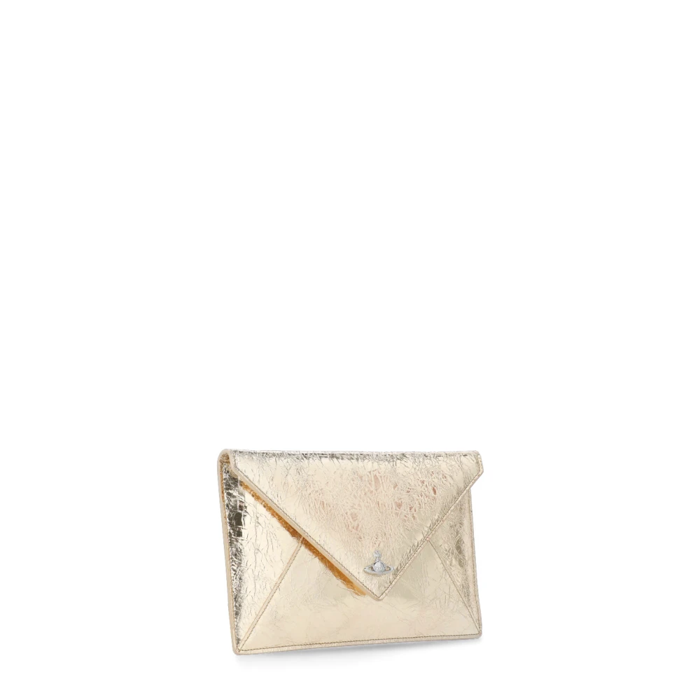 Vivienne Westwood Gouden leren clutch met Orb-logo Yellow Dames