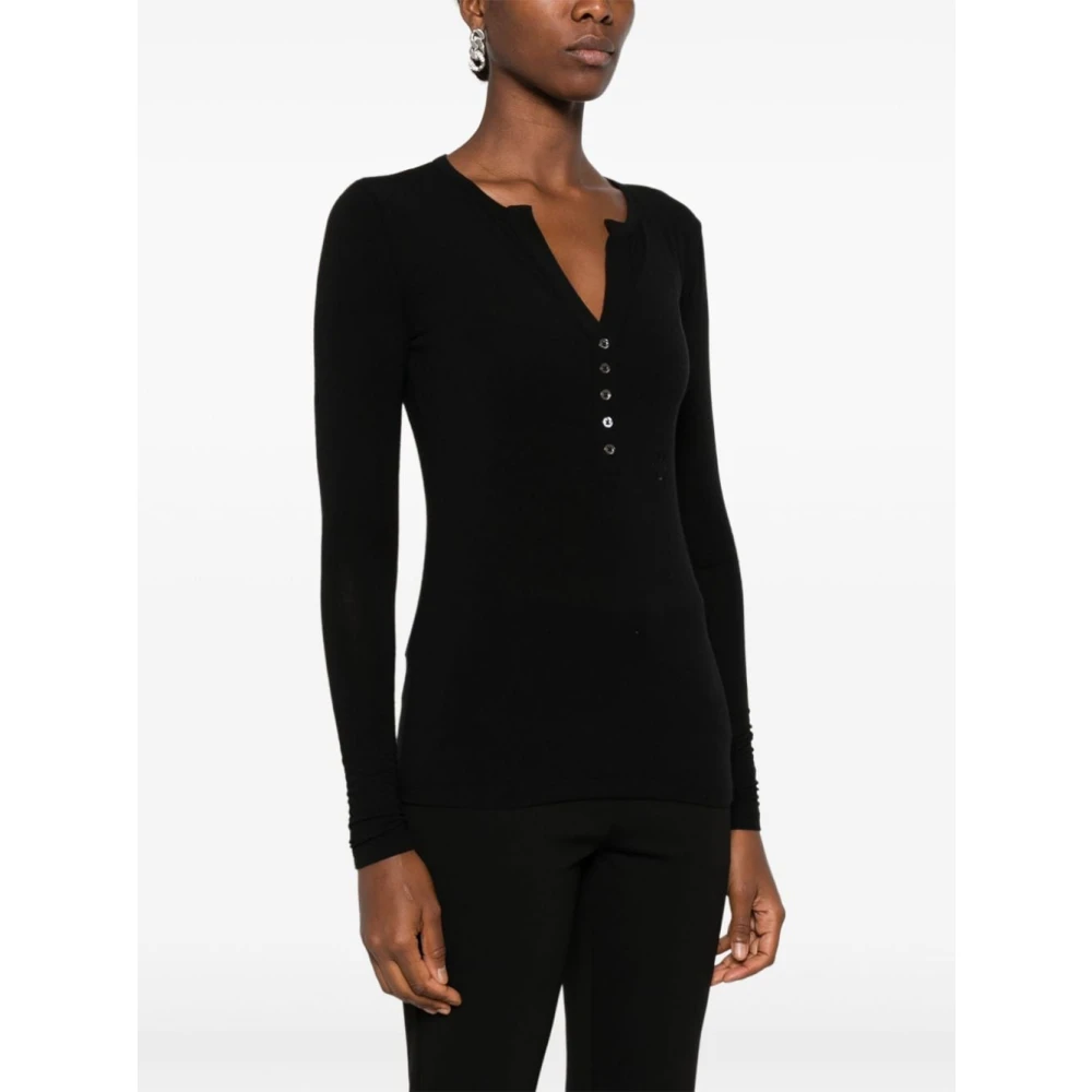 pinko Zwarte V-hals Sweater Love Birds Geborduurd Black Dames