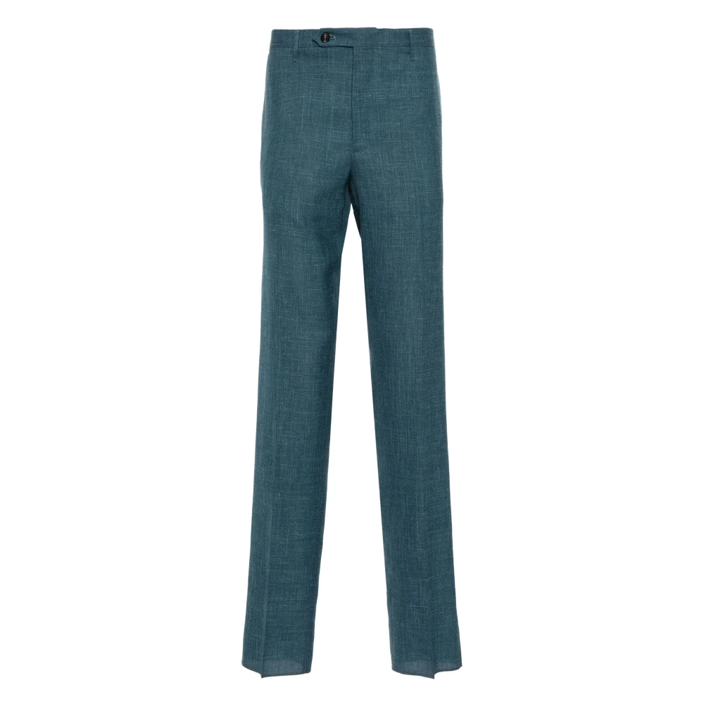 Rota Luxe Wol Zijde Linnen Broek Blue Heren