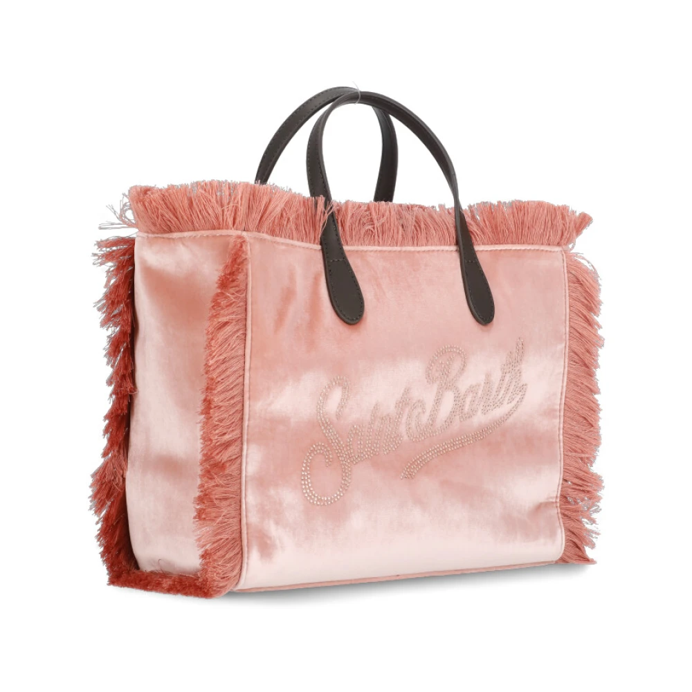 Saint Barth Roze Fluwelen Handtas met Franjes Pink Dames