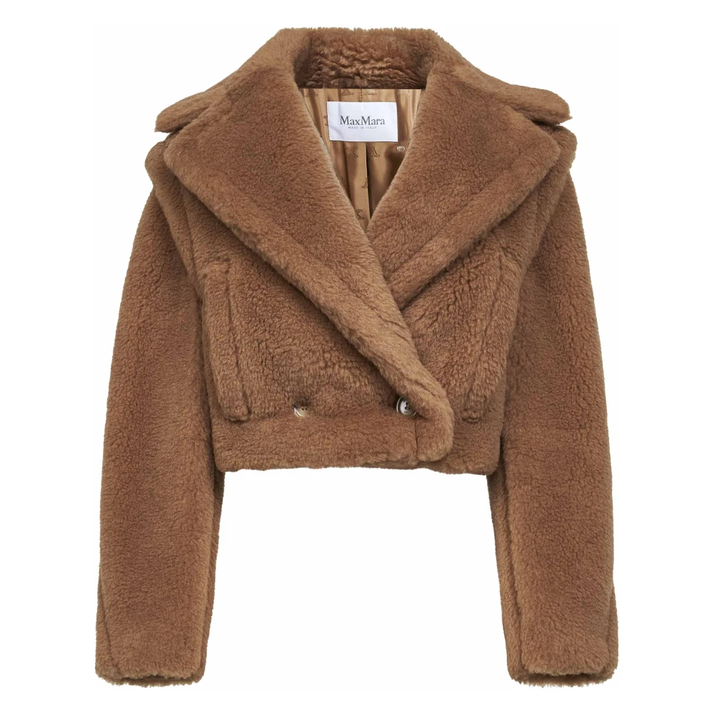 Max Mara Santos Teddy Cropped Jacket - Female - Faux Fur & Shearling Jackets - Brown - S - Jackets