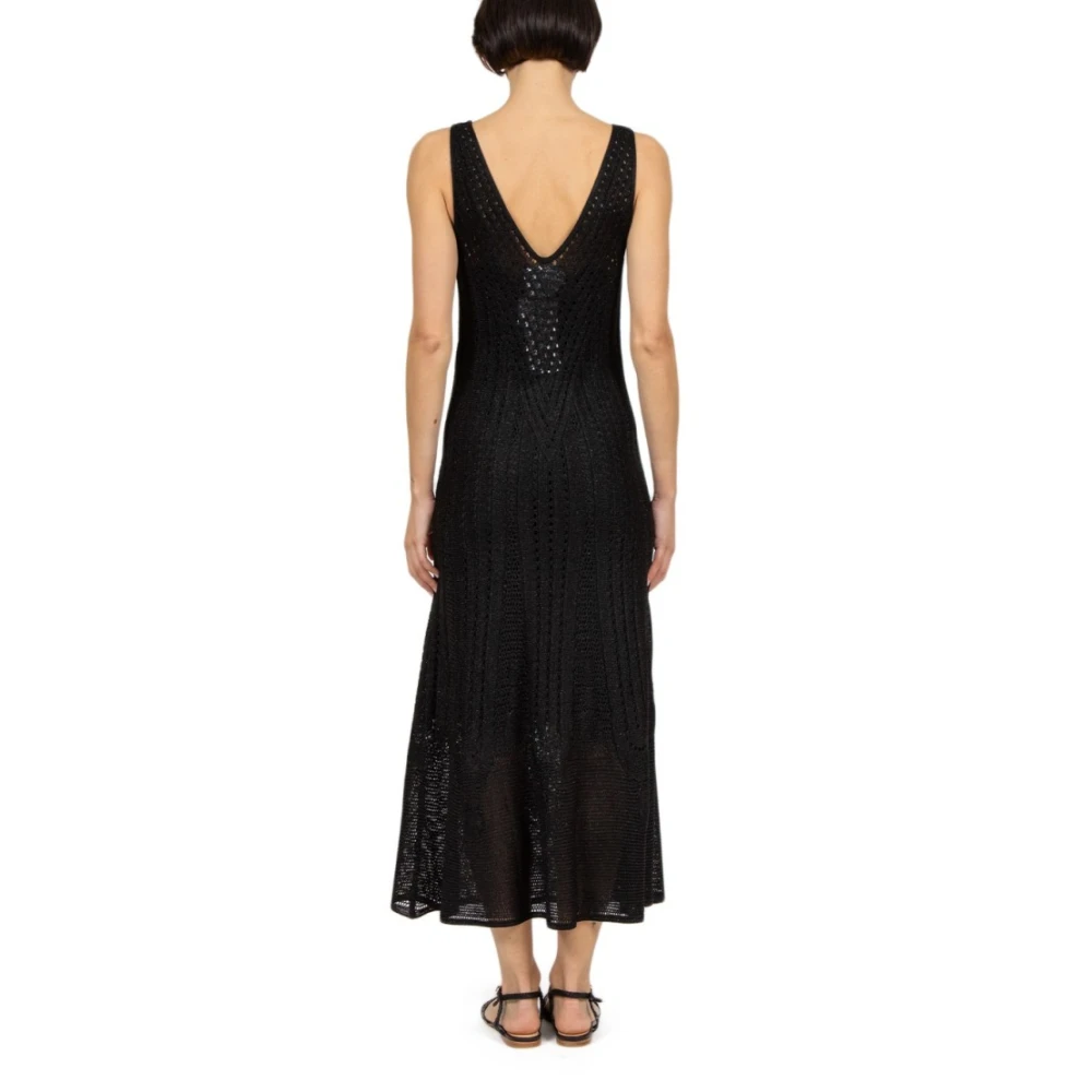 Erika Cavallini Zwarte Lange Jurk in Lurex Tricot Black Dames