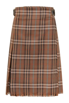 Buckled Pleated Midi Skirt