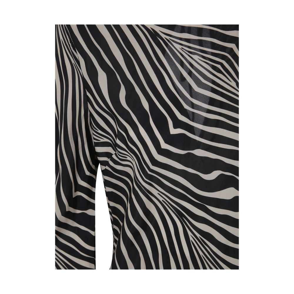 By Malene Birger Zebra Print Lange Jurk met Sleutelgat By Herenne Birger Black Dames