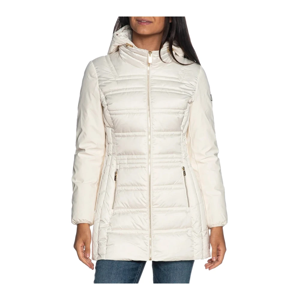 YES ZEE Gladde Inzet Dames Puffer Jas White Dames