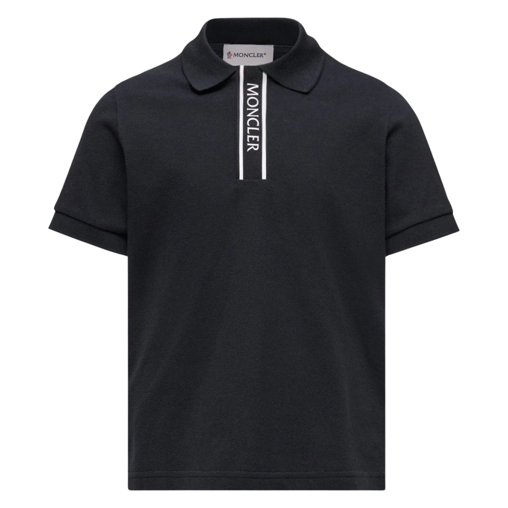 Moncler , Kids Short Sleeve T-Shirts, Male, Black, 4 Y, Cotton Logo Polo Shirt