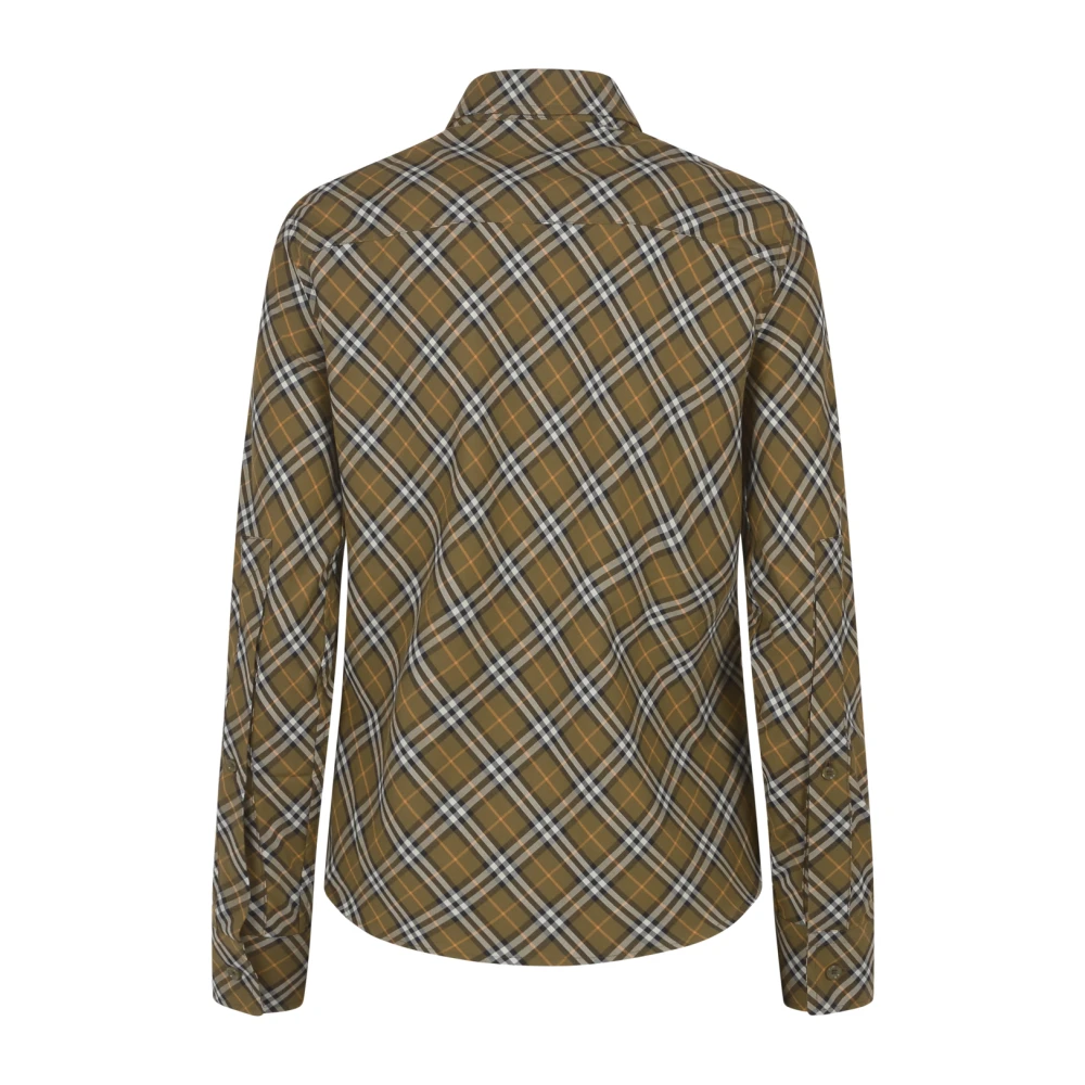 Burberry Geruite overhemd met B-wapenschild Green Dames