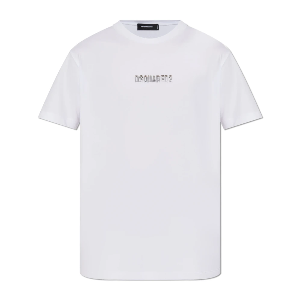 Dsquared2 Men's White T-Shirt With Raised Logo