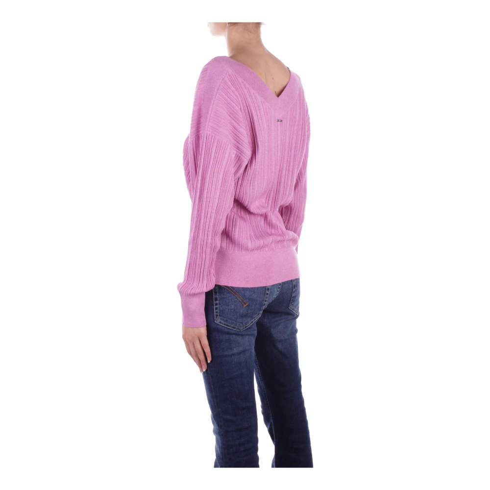 Liu Jo Lila Sweater Metallic Draad Collectie Purple Dames