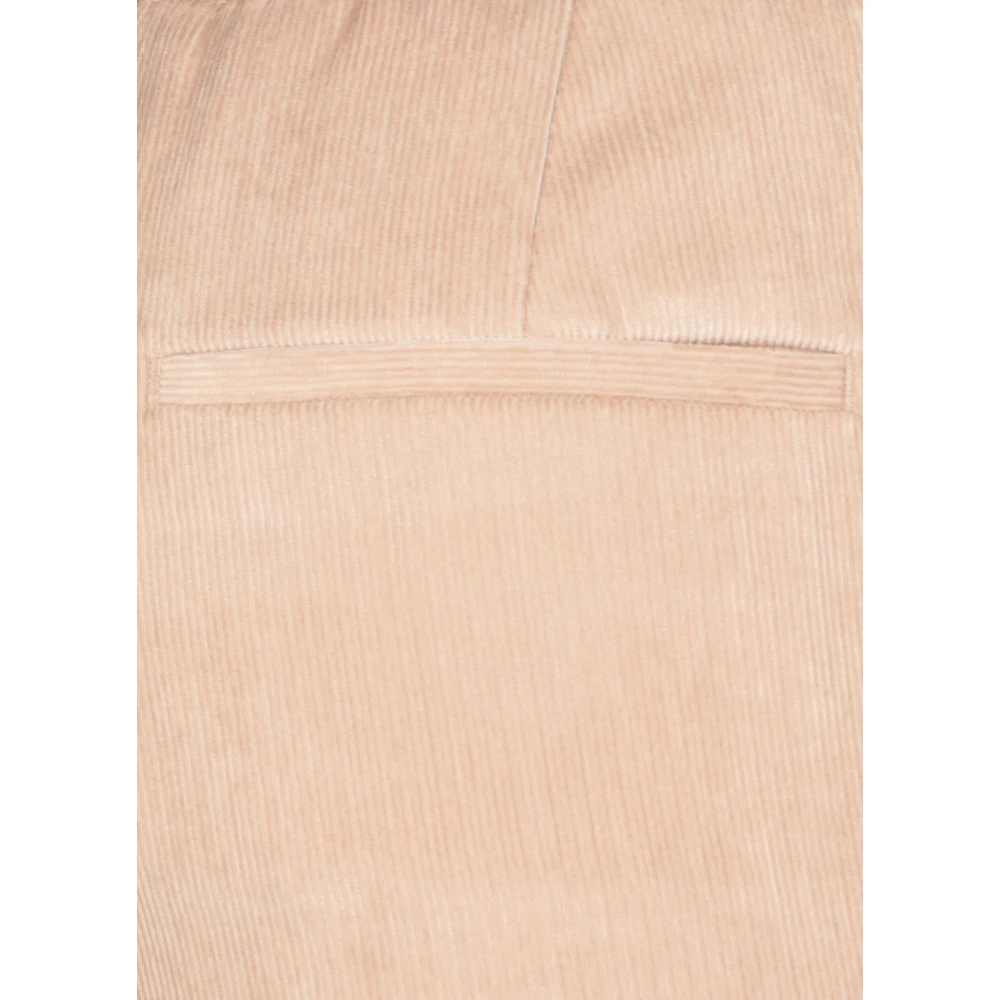 PESERICO Beige Geribbelde Broek met Elastische Taille Beige Dames