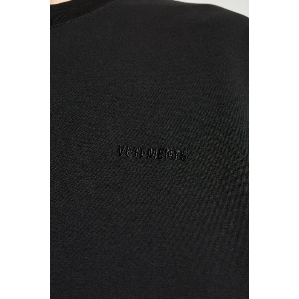 Vetements T-shirt met geborduurd logo Black Heren