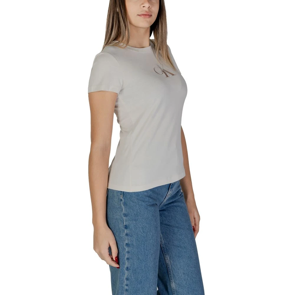 Calvin Klein Jeans Beige Katoenen Dames T-shirt Lente Zomer Beige Dames