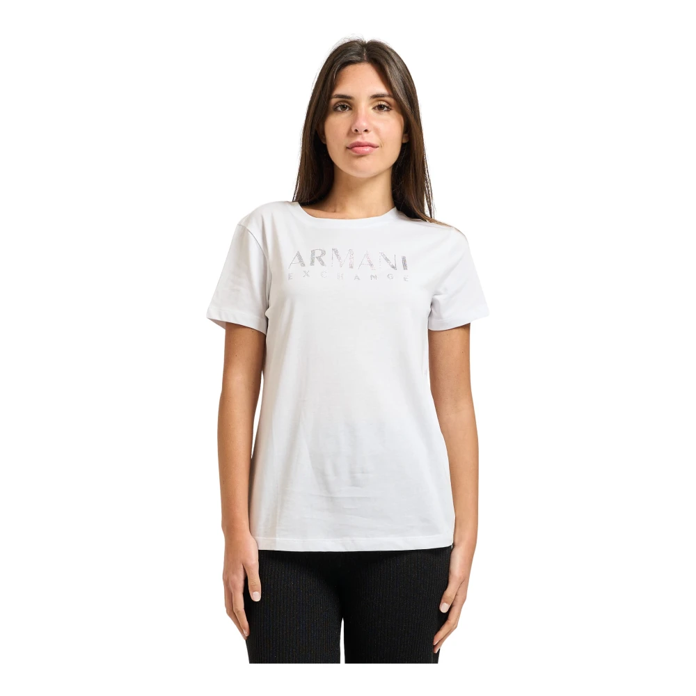 Armani Exchange Vrouw Wit Tops Dames, Xs, Katoen, T-Shirt Met Ronde Hals