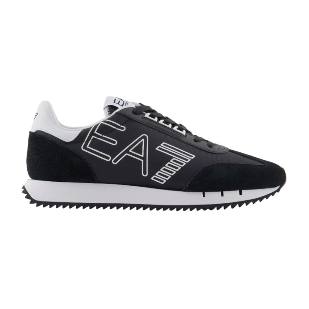 Emporio Armani Ea7 Uomo Nero Sneakers Casual Multicolore In Tessuto