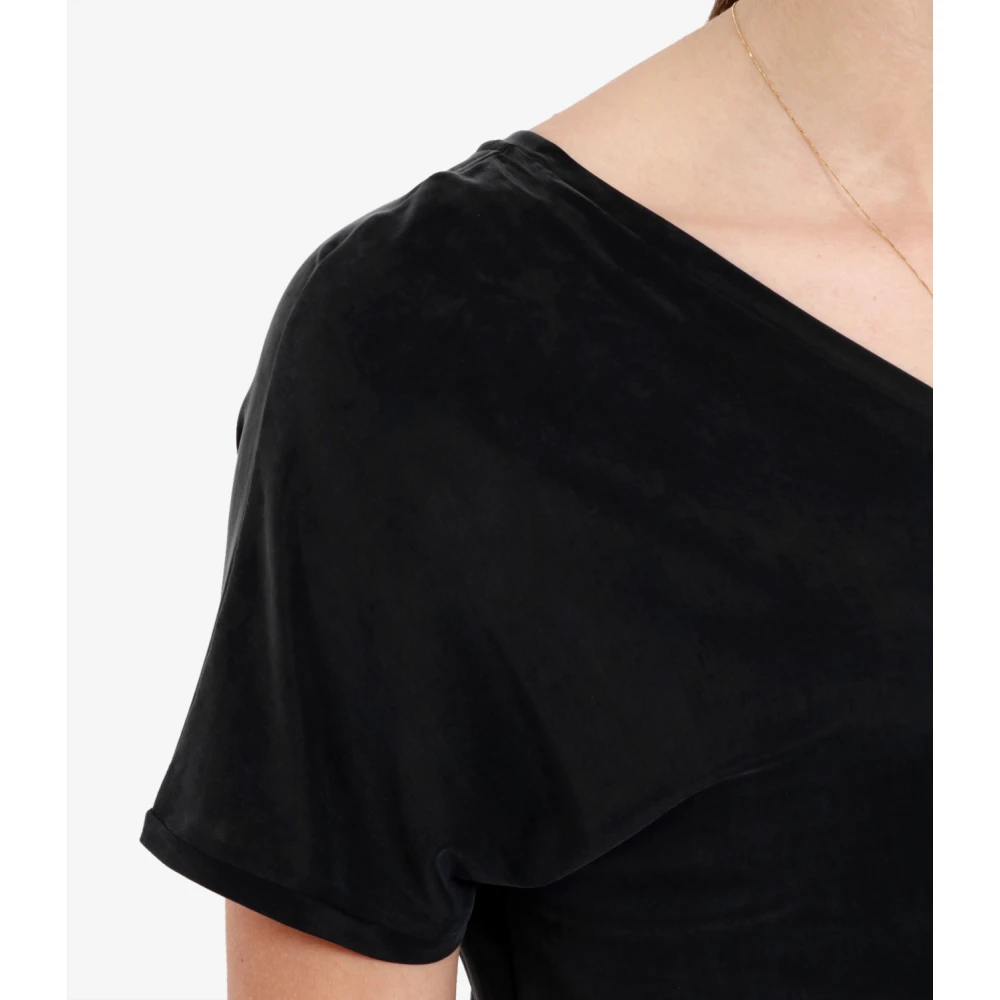 RRD Katoenen T-shirt met V-hals en korte mouwen Black Dames
