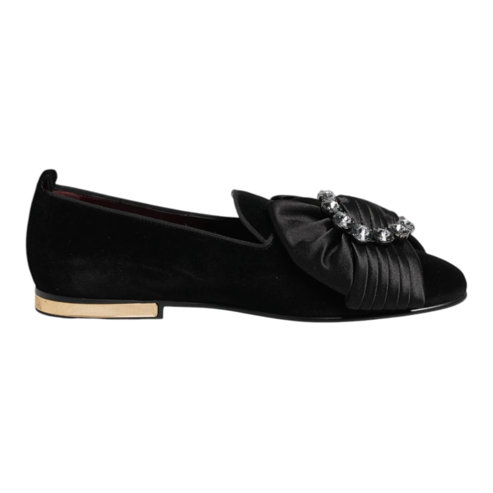 Dolce & Gabbana Damen Schwarz E Kristallband Loafer Schuhe