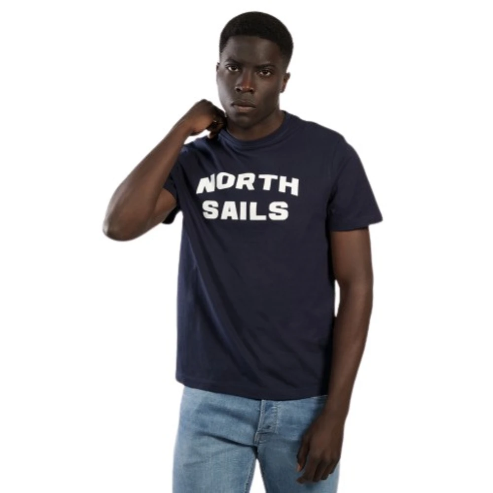 North Sails Biologisch katoenen T-shirt met ronde hals en korte mouwen Blue Heren