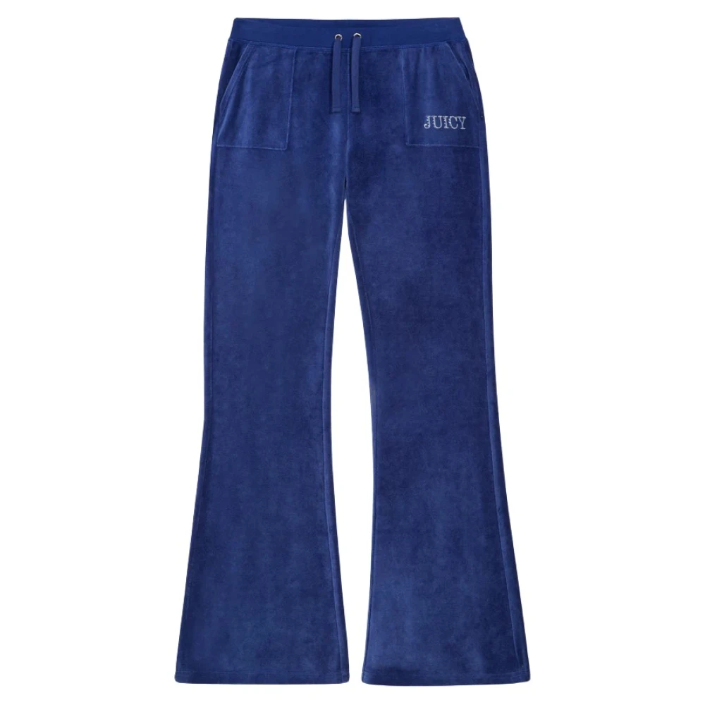 Juicy Couture Fluwelen Jogger Broek met Diamantdetails Blue Dames