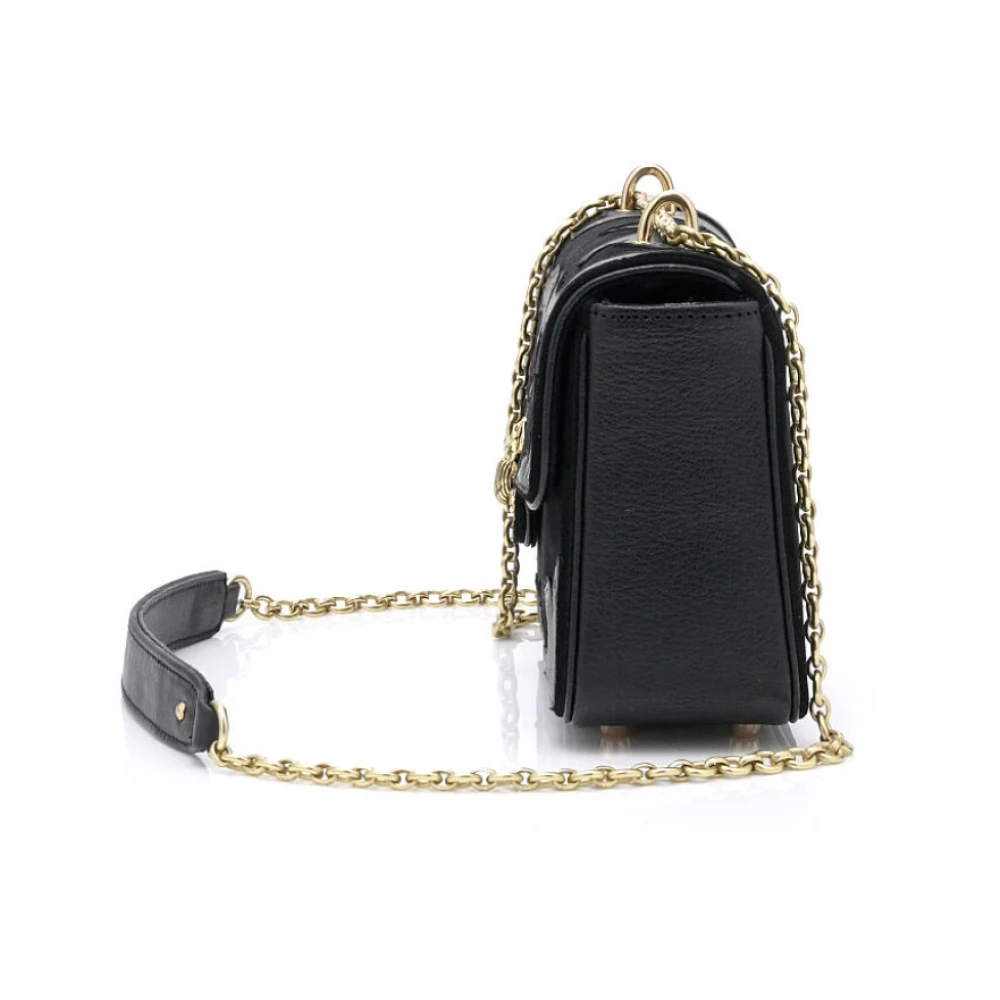 Claris Virot Patchwork Noir Schoudertas met Ketting Black Dames