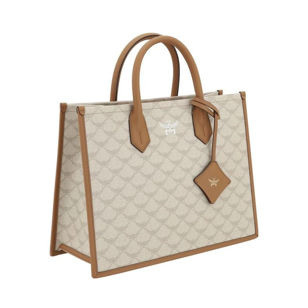 MCM Verstelbare Geometrische Handtas met Schouderband Beige Dames