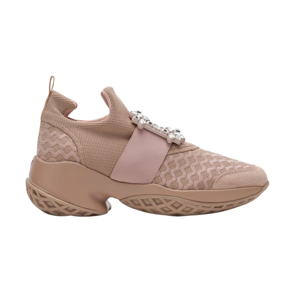 Roger Vivier Viv Run Strass Buckle Sneakers Dames Schoenen Beige