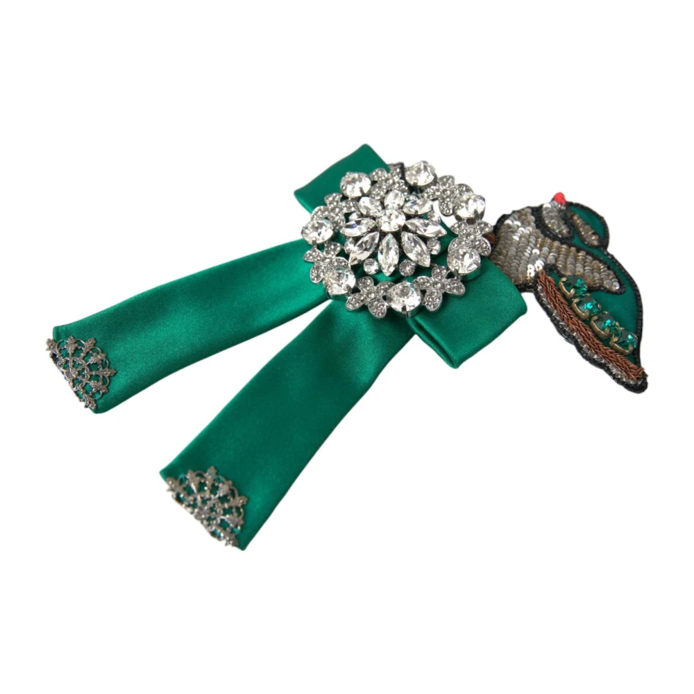 Dolce & Gabbana Kristal Satijn Vogel Haarklem Green Dames